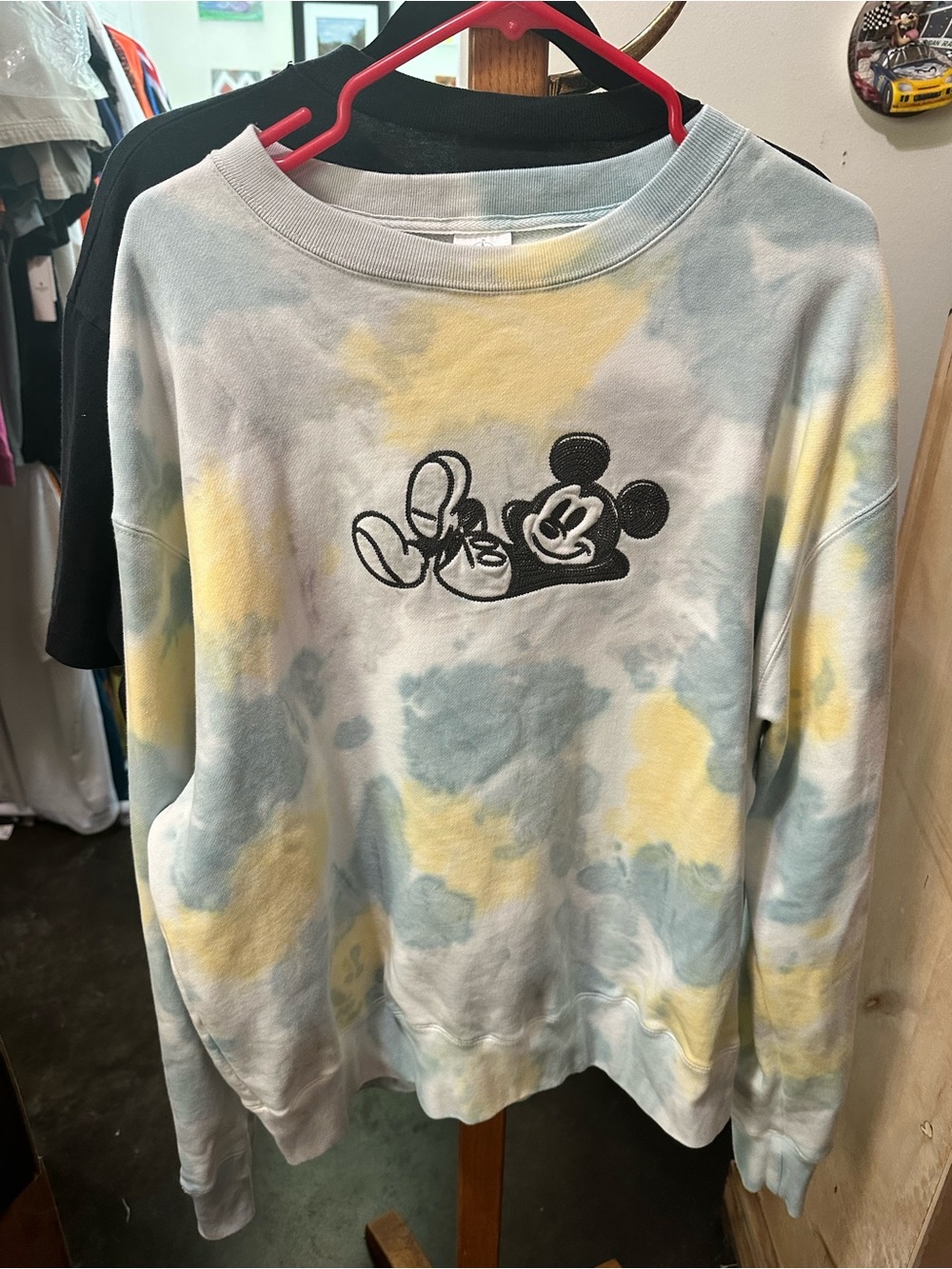 Disney Mickey Mouse Embroidered Tie-Dye Sweatshirt Crewneck